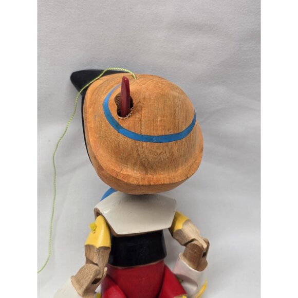 Pinocchio wooden doll Hand Carved and Painted With Puppet Strings 7" Tall-Signed - Picture 9 of 15